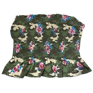 No Boundaries Y2K Smocked Floral Camo Tube Top XXL Soft Grunge Western